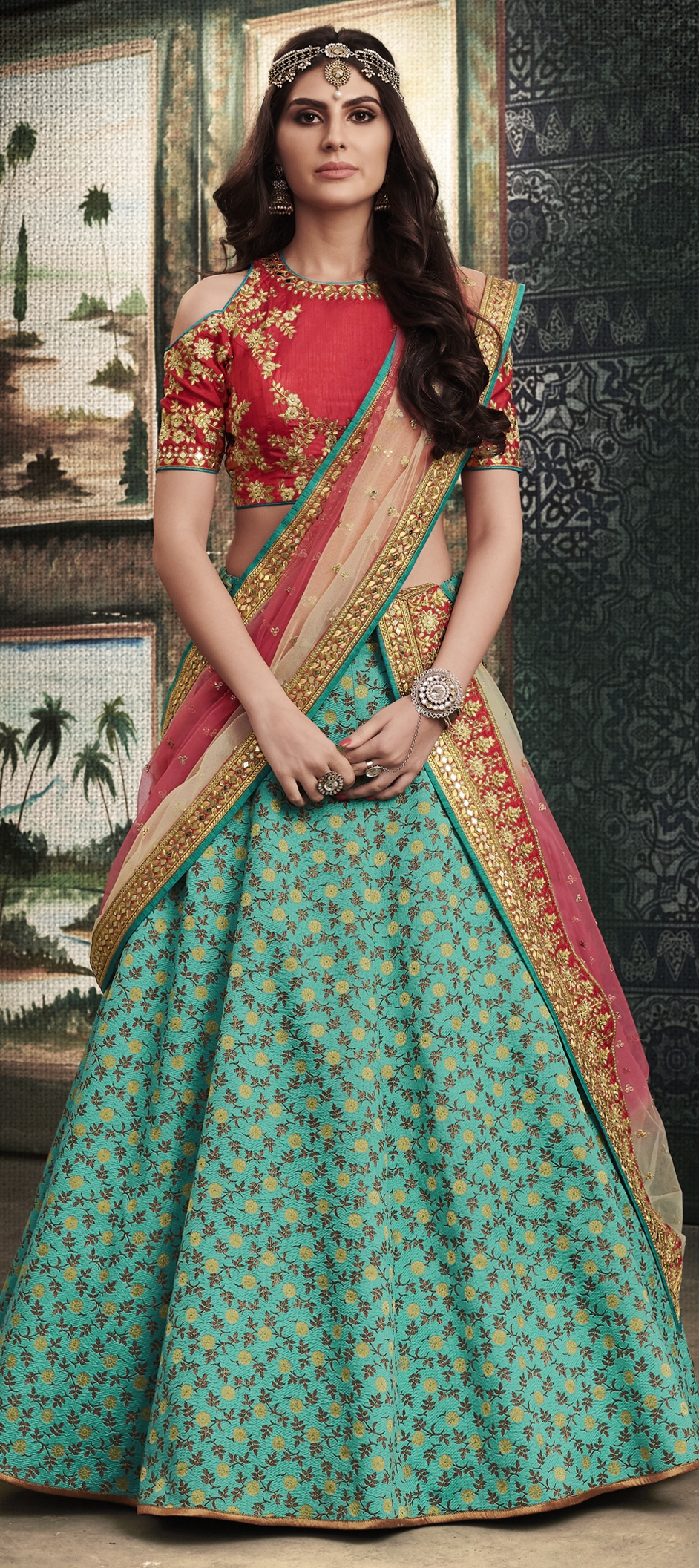 Buy Sky-Blue Embroidered Georgette Lehenga Choli Online At Zeel Clothing