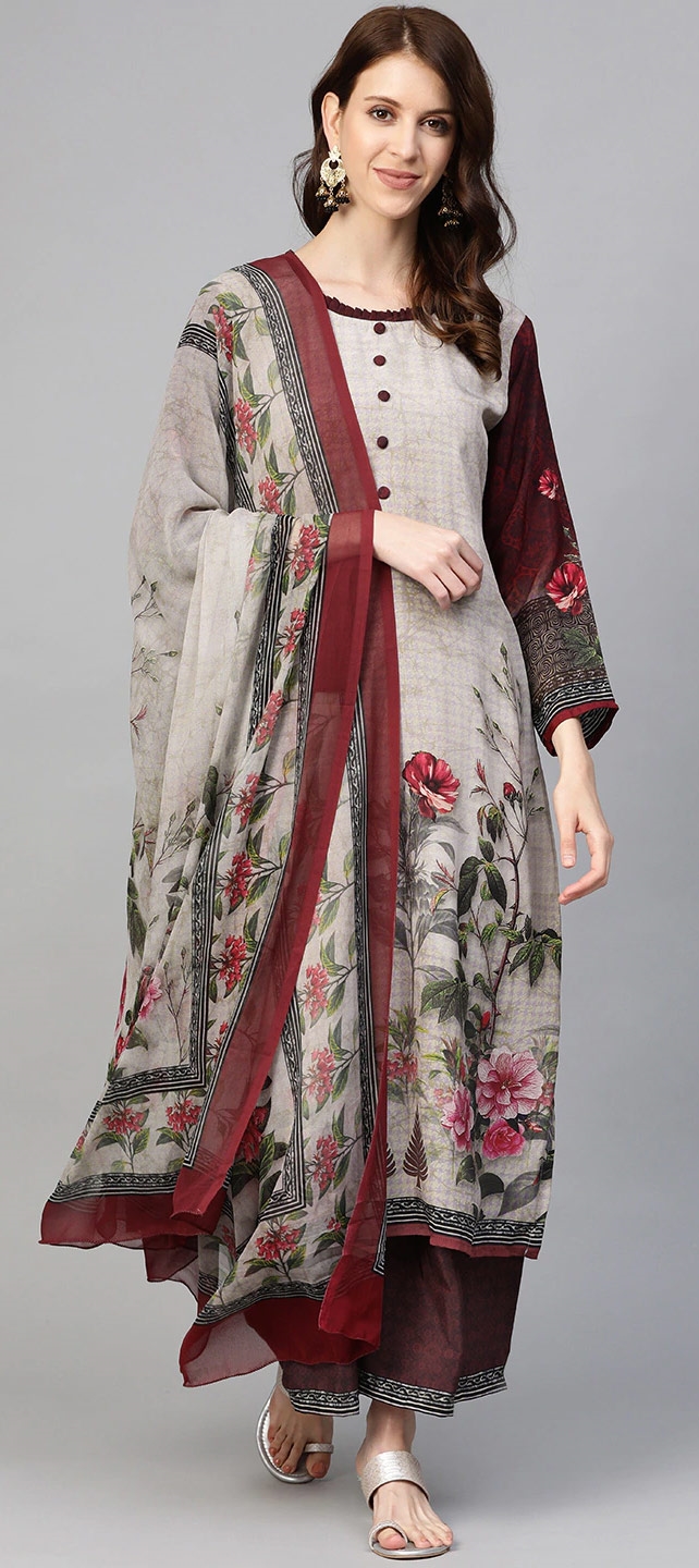 simple shirt and printed salwar