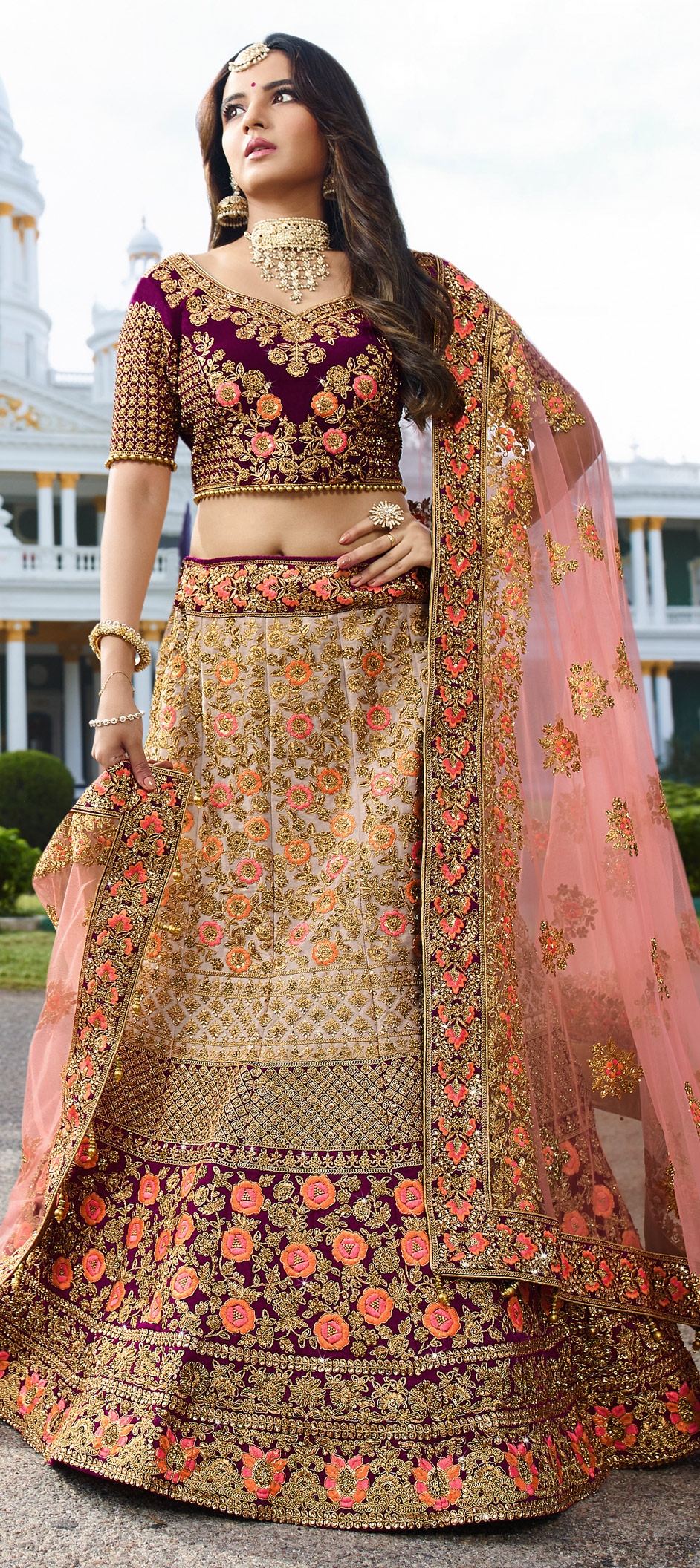 Shop Bollywood Lehenga - Baby Pink Designer Embroidery Wedding Lehenga Choli  At Hatkay