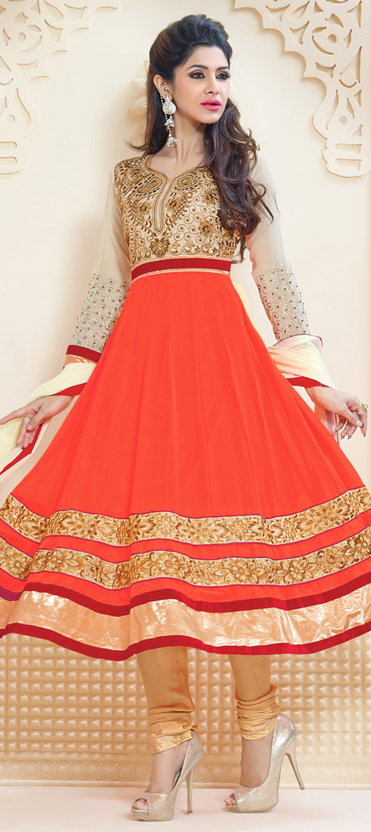 orange and white salwar suit